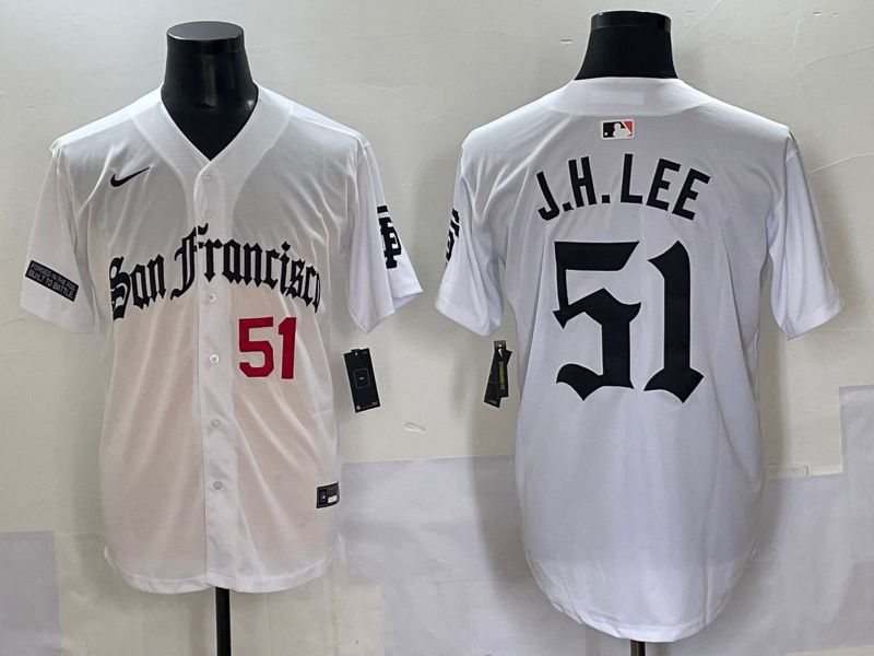 Men 2025 San Francisco Giants #51 J.H.Lee White Five generations Joint Name Nike MLB Jersey style 7->san francisco giants->MLB Jersey